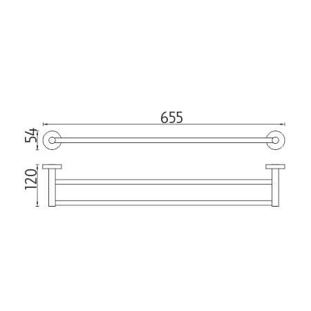 NIMCO UNIX držiak uterákov 655 mm dvojramenný, chróm UN 13061D-26 Technický nákres