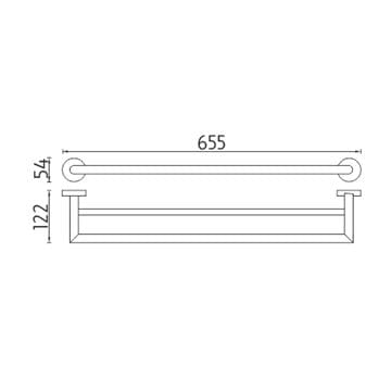 NIMCO UNIX držiak uterákov 655 mm, dvojramenný, chróm UN 13061DA-26 Technický nákres
