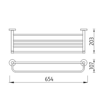 NIMCO UNIX držiak uterákov 654 mm, chróm UN 13063-26 Technický nákres