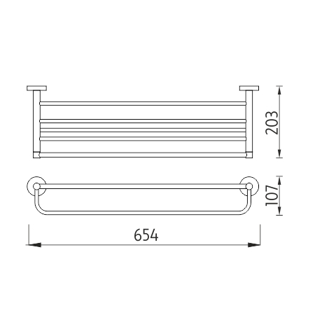 NIMCO UNIX držiak uterákov 654 mm, chróm UN 13063-26 Technický nákres