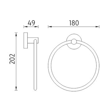 NIMCO UNIX držiak uteráka 180 mm, chróm UN 13060-26 Technický nákres