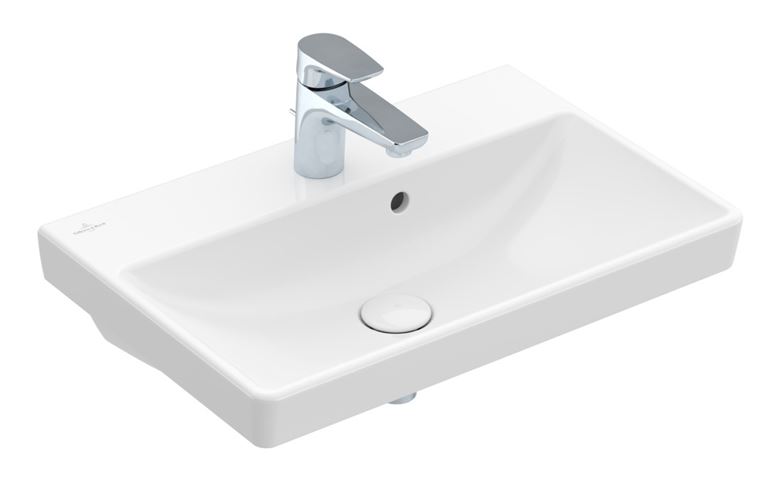 VILLEROY & BOCH AVENTO umývadlo 55 cm, s otvorom pre batériu a prepadom, CeramicPlus, alpská biela 4A0055R1 Obrázek - fotka