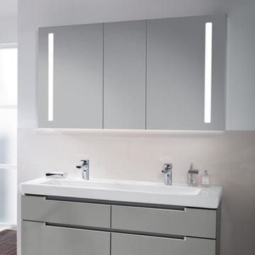 VILLEROY & BOCH VERITY LINE zrkadlová skrinka 130x75x17,3 cm, osvetlenie, so zväčšovacím zrkadlom, vypínačom a el. zásuvkou, hliník, strieborná B307F300 Obrázek - fotka
