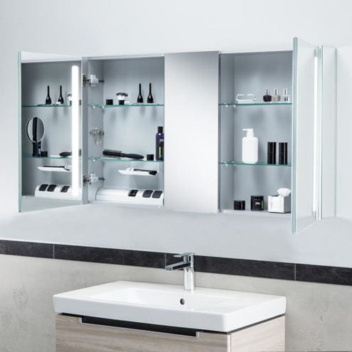 VILLEROY & BOCH VERITY LINE zrkadlová skrinka 130x75x17,3 cm, osvetlenie, so zväčšovacím zrkadlom, vypínačom a el. zásuvkou, hliník, strieborná B307F300 Obrázek - fotka