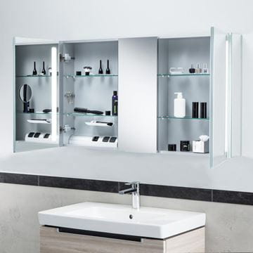 VILLEROY & BOCH VERITY LINE zrkadlová skrinka 130x75x17,3 cm, osvetlenie, so zväčšovacím zrkadlom, vypínačom a el. zásuvkou, hliník, strieborná B307F300 Obrázek - fotka
