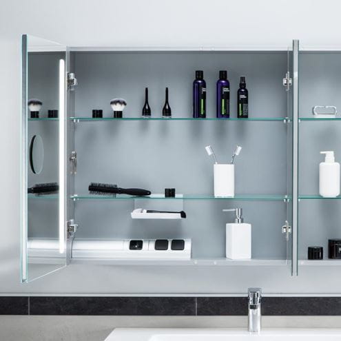 VILLEROY & BOCH VERITY LINE zrkadlová skrinka 130x75x17,3 cm, osvetlenie, so zväčšovacím zrkadlom, vypínačom a el. zásuvkou, hliník, strieborná B307F300 Obrázek - fotka