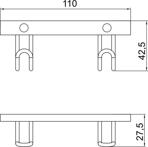 NOVASERVIS držiak uterákov s dvoma háčikmi, chróm 6056,0 Technický nákres