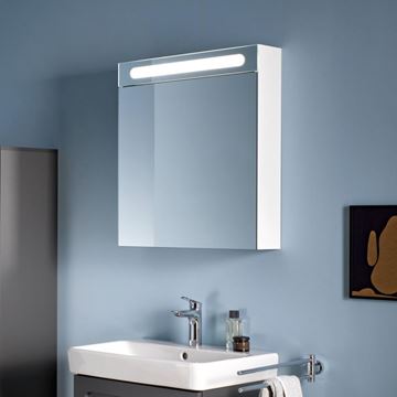 DURAVIT DURASTYLE BASIC zrkadlová skrinka 60x70x14,8 cm, osvetlenie, s vypínačom a el. zásuvkou, pánty vľavo, matná biela N17920L00000000 Obrázek - fotka