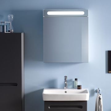 DURAVIT DURASTYLE BASIC zrkadlová skrinka 60x70x14,8 cm, osvetlenie, s vypínačom a el. zásuvkou, pánty vľavo, matná biela N17920L00000000 Obrázek - fotka