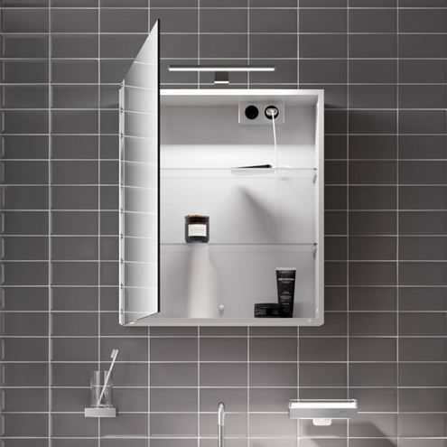 EMCO MEE zrkadlová skrinka 60x74,6x15,3 cm, osvetlenie, s vypínačom a el. zásuvkou, hliník, strieborná 949805049 Obrázek - fotka