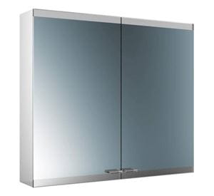 EMCO EVO zrkadlová skrinka 80x70x18,6 cm, osvetlenie s reguláciou stmievania a teploty svetla, s vypínačom a el. zásuvkou, hliník, strieborná