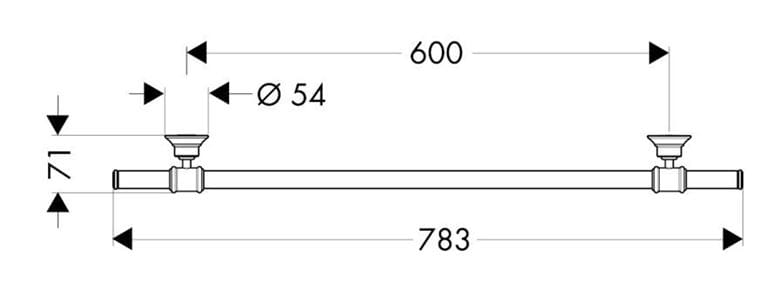 AXOR MONTREUX držiak uteráka 600 mm, chróm 42060000 Technický nákres