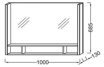 KOHLER TERRACE zrkadlová skrinka 100x68,5x13 cm, osvetlenie, s vypínačom, neutral EB1182-NF Technický nákres