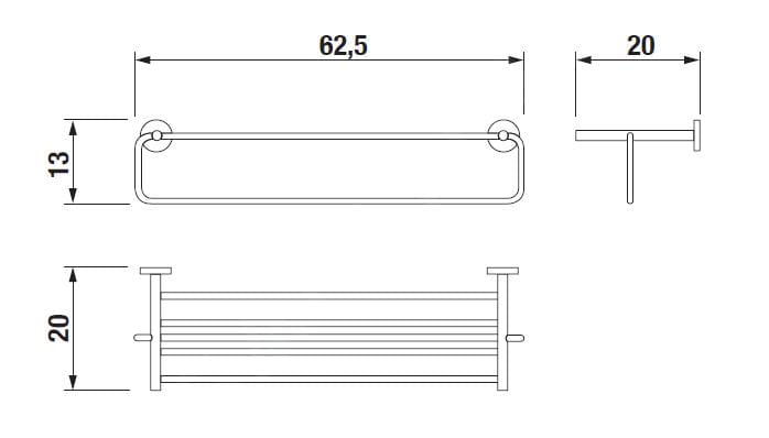 JIKA BASIC držiak uterákov 625 mm, chróm H3813A60040001 Technický nákres