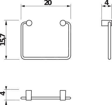 JIKA BASIC držiak uteráka 200 mm, chróm H3813A40044001 Technický nákres