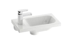 RAVAK CHROME 400 umývadlo 40 cm, s otvorom pre batériu vľavo, bez prepadu, liaty mramor