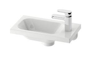 RAVAK CHROME umývadlo 40 cm, s otvorom pre batériu vpravo, bez prepadu, liaty mramor