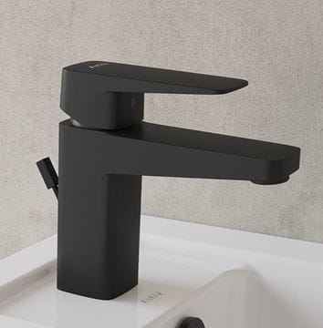 VITRA ROOT SQUARE umývadlová stojanková batéria, s odtokovou súpravou, matná čierna A4273536EXP Obrázek - fotka