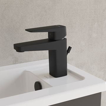 VITRA ROOT SQUARE umývadlová stojanková batéria, s odtokovou súpravou, matná čierna A4273536EXP Obrázek - fotka