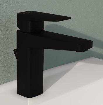 VITRA ROOT SQUARE umývadlová stojanková batéria, s odtokovou súpravou, matná čierna A4273436EXP Obrázek - fotka