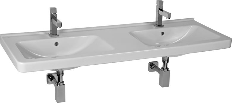 JIKA CUBITO PURE dvojumývadlo 130 cm, s 2 otvormi pre batérie a prepadom, Jika perla H8144201001041 Obrázek - fotka