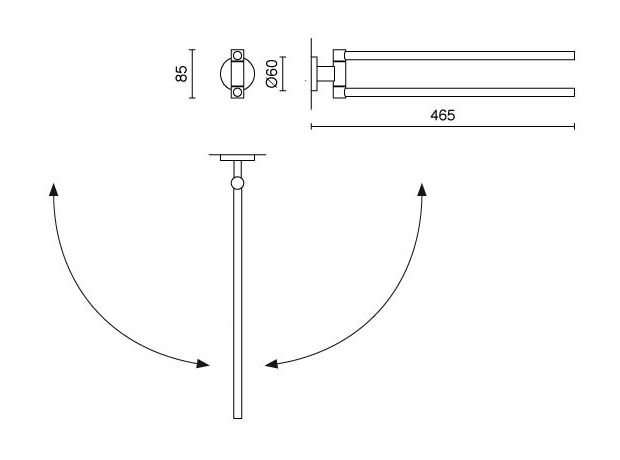 ZACK SCALA držiak uterákov 465 mm, dvojramenný, otočný, nerez oceľ 40060 Obrázek - fotka