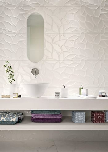 MARAZZI ESSENZIALE obklad 40x120cm, veľkoformátový, štruktúra flora 3D, satén, biela MMFP Obrázek - fotka