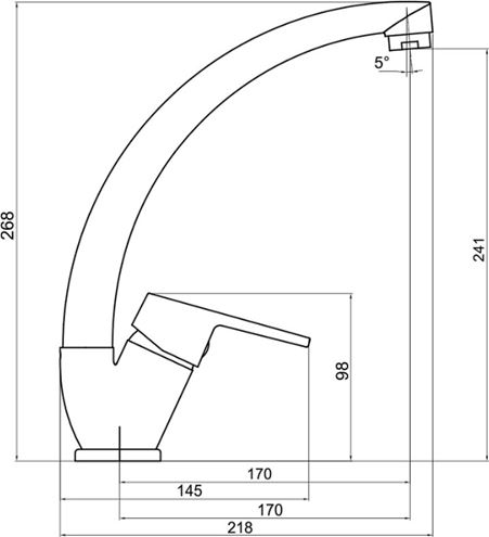 NOVASERVIS TITANIA IRIS NEW drezová batéria, chróm 94414,0 Technický nákres