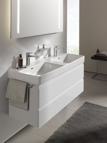 LAUFEN PRO S dvojumývadlo 130 cm, s 3 otvormi pre batériu a prepadom, LCC H8149684001081 Obrázek - fotka