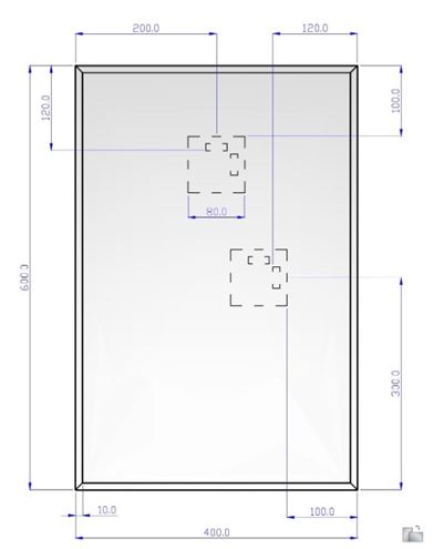 AMIRRO CRYSTAL zrkadlo 40x60 cm, reverzibilné 711-256 Technický nákres