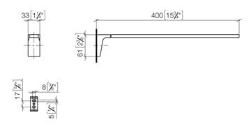 DORNBRACHT CL.1 držiak uteráka 400 mm, chróm 83 211 705-00 Technický nákres