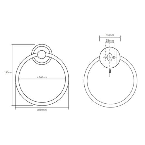 BEMETA RETRO držiak uteráka 160 mm, zlatá/chróm 144204068 Technický nákres