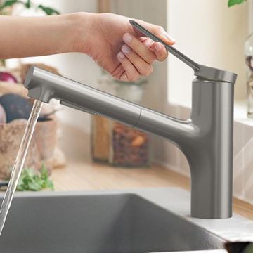 HANSGROHE ZESIS M33 drezová batéria, s vyťahovacou sprškou, nerez 74800800 Obrázek - fotka