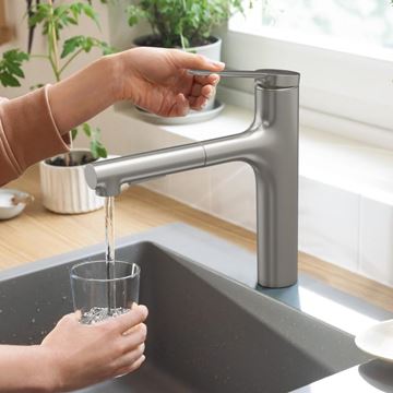 HANSGROHE ZESIS M33 drezová batéria, s vyťahovacou sprškou, nerez 74801800 Obrázek - fotka