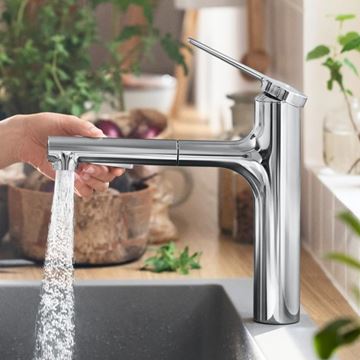 HANSGROHE ZESIS M33 drezová batéria, s vyťahovacou sprškou, sBox lite, chróm 74804000 Obrázek - fotka