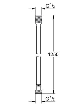 GROHE SILVERFLEX sprchová hadica 1250 mm, hladká, TwistStop, AntiFold, plast, hard graphite 28362A00 Technický nákres