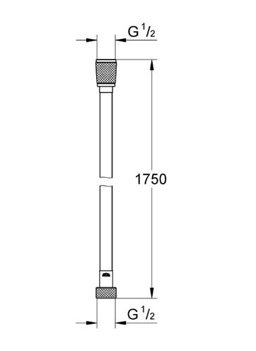 GROHE SILVERFLEX sprchová hadica 1750 mm, hladká, TwistStop, AntiFold, plast, cool sunrise 28388GL0 Technický nákres