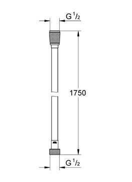 GROHE SILVERFLEX sprchová hadica 1750 mm, hladká, TwistStop, AntiFold, plast, cool sunrise 28388GL0 Technický nákres