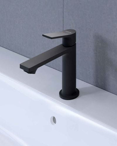 HANSGROHE ZEBRIS E umývadlová stojanková batéria, s odtokovou súpravou, CoolStart, EcoSmart, matná čierna 72570670 Obrázek - fotka