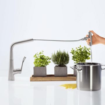 HANSGROHE METRIS SELECT M71 drezová batéria, s vyťahovacou koncovkou, nerez 14857800 Obrázek - fotka