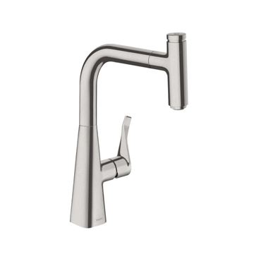 HANSGROHE METRIS SELECT M71 drezová batéria, s vyťahovacou koncovkou, nerez