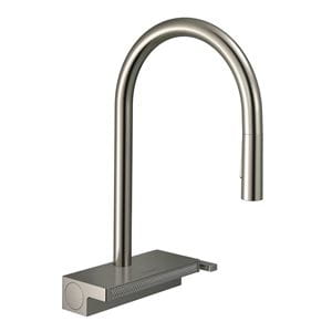 HANSGROHE AQUNO SELECT M81 drezová batéria, s vyťahovacou sprškou a plochým sprchovacím prúdom, sBox, EcoSmart, nerez