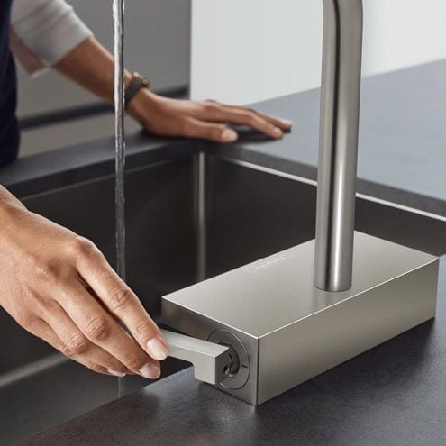 HANSGROHE AQUNO SELECT M81 drezová batéria, s vyťahovacou sprškou a plochým sprchovacím prúdom, sBox, EcoSmart, nerez 73831800 Obrázek - fotka