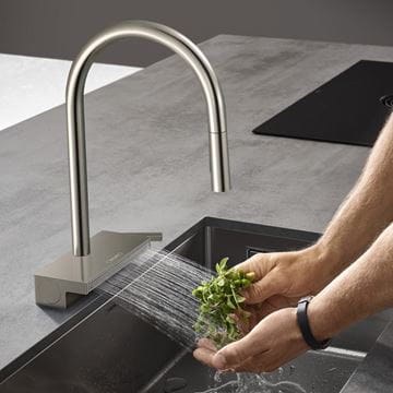 HANSGROHE AQUNO SELECT M81 drezová batéria, s vyťahovacou sprškou a plochým sprchovacím prúdom, sBox, EcoSmart, nerez 73831800 Obrázek - fotka