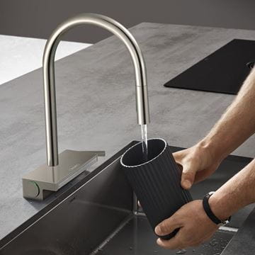 HANSGROHE AQUNO SELECT M81 drezová batéria, s vyťahovacou sprškou a plochým sprchovacím prúdom, sBox, EcoSmart, nerez 73831800 Obrázek - fotka