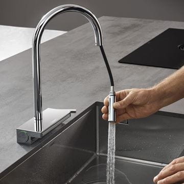 HANSGROHE AQUNO SELECT M81 drezová batéria, s vyťahovacou sprškou a plochým sprchovacím prúdom, chróm 73837000 Obrázek - fotka