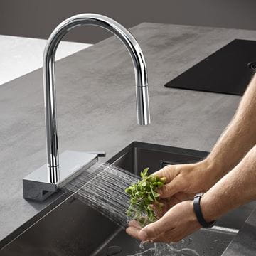 HANSGROHE AQUNO SELECT M81 drezová batéria, s vyťahovacou sprškou a plochým sprchovacím prúdom, chróm 73837000 Obrázek - fotka