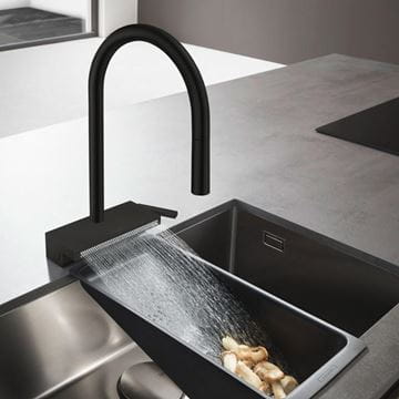 HANSGROHE AQUNO SELECT M81 drezová batéria, s vyťahovacou sprškou a plochým sprchovacím prúdom, matná čierna 73837670 Obrázek - fotka