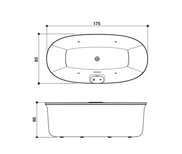 JACUZZI ARGA panel k voľne stojacej vani 175x60 cm 944053015 Technický nákres