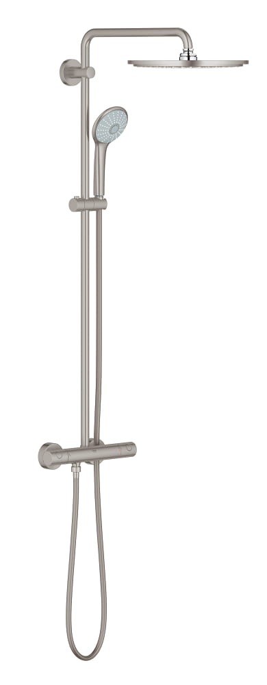 GROHE EUPHORIA SYSTEM 310 sprchový set s termostatickou batériou, horná sprcha, ručná sprcha s 3 prúdmi, tyč, hadica, supersteel